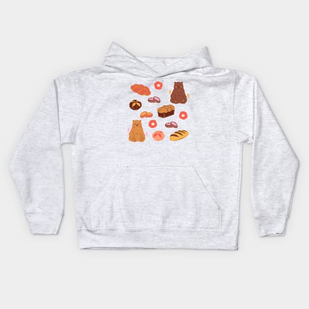 Adorable Bears and Bread Kids Hoodie by In Asian Spaces